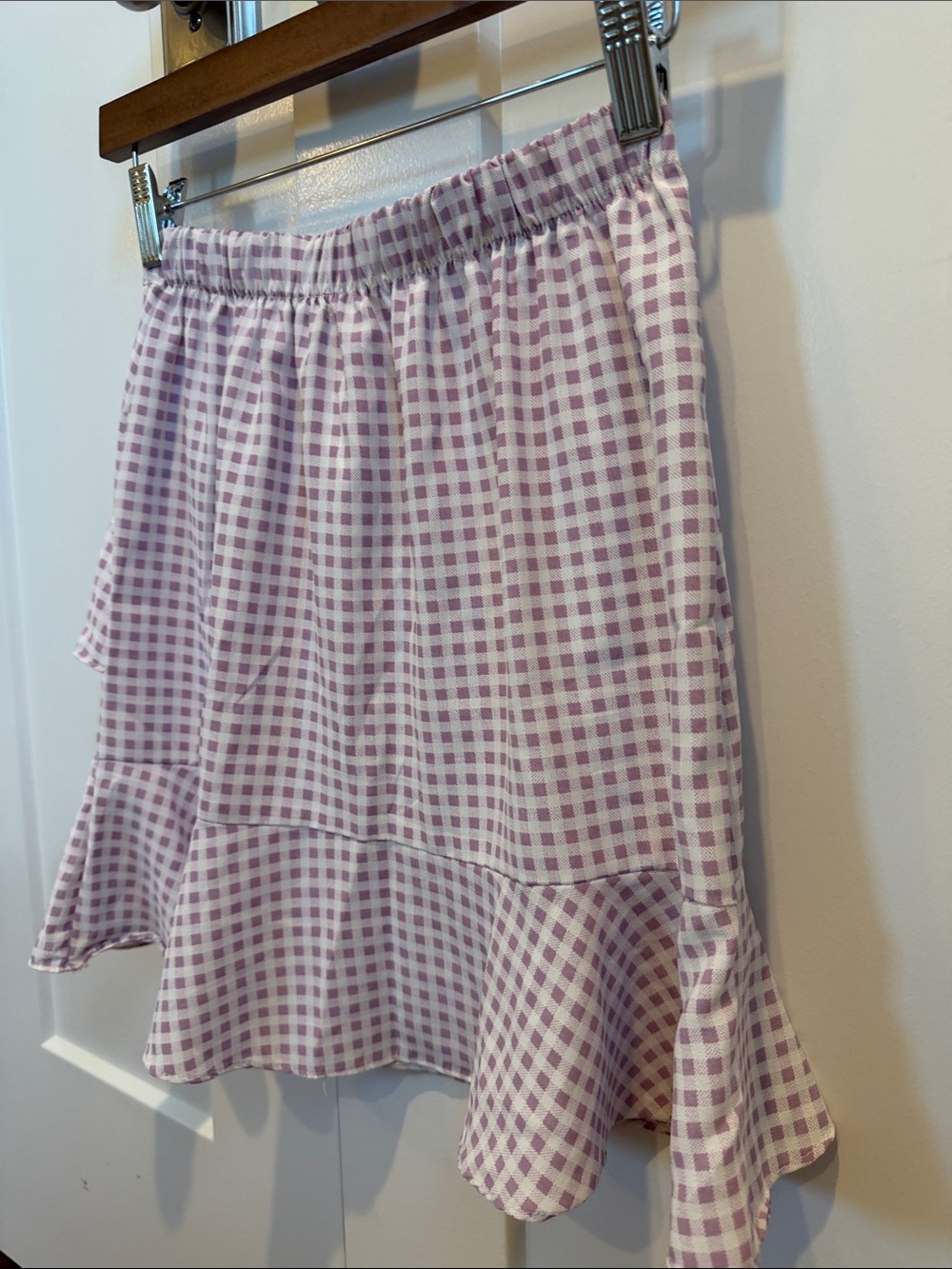 A’ltard State XS Lavender Gingham Ruffle Mini Skirt Made in USA - Picture 8 of 11